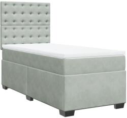 vidaXL világosszürke bársony rugós ágy matraccal 90x190 cm (3290798) (3290798)