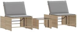 vidaXL 2 db bézs polyrattan napozóágy asztallal (368425) (368425)