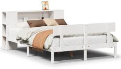 vidaXL fehér tömör fenyőfa könyvespolcos ágy matrac nélkül 120x190 cm (3321767) (3321767)