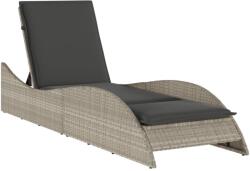 vidaXL világosszürke polyrattan napozóágy párnával 60x205x73 cm (368283) (368283)