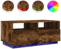 vidaXL füstölt tölgyszínű dohányzóasztal LED-lámpákkal 90x49x40 cm (839837) (839837)