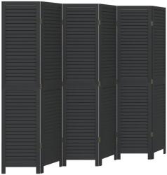 vidaXL 6 paneles fekete tömör császárfa térelválasztó (358858) (358858)