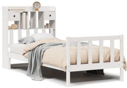 vidaXL fehér tömör fenyőfa könyvespolcos ágy matrac nélkül 75 x 190 cm (3321728) (3321728)