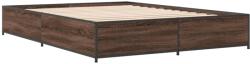 vidaXL barna tölgyszínű szerelt fa és fém ágykeret 140x190 cm (3279856) (3279856)