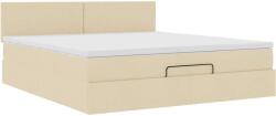 vidaXL Oszmán ágykeret matraccal krém 160x200cm szövet (3311392) (3311392)