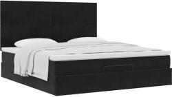 vidaXL Ottomán ágykeret matracokkal fekete 180x200cm bársony (3313417) (3313417)
