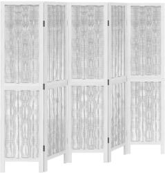 vidaXL 5 paneles fehér tömör császárfa térelválasztó (358677) (358677)