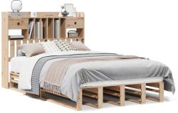 vidaXL tömör fenyőfa könyvespolcos ágy matrac nélkül 135 x 190 cm (3323983) (3323983)