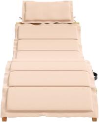 vidaXL bézs tömör akácfa napozóágy párnával (367635) (367635)