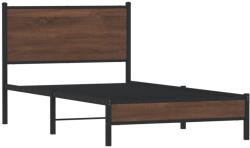 vidaXL barna tölgy színű fém ágykeret fejtámlával 107 x 203 cm (4007918) (4007918)