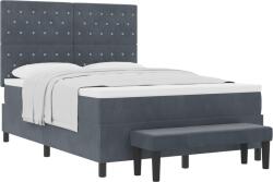 vidaXL Boxspring Ágy Matrac & Pad Sötétszürke 140x200 cm Bársony (3344451) (3344451)
