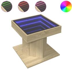 vidaXL sonoma tölgy szerelt fa dohányzóasztal LED-del 50 x 50 x 45 cm (847562) (847562)