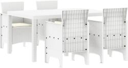 vidaXL 5 részes kerti étkező szett párnákkal Fehér Polirattan (3378706) (3378706)
