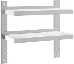 vidaXL 2 szintes ezüst rozsdamentes acél fali polc 50 x 23, 5 x 60 cm (30317) (30317)