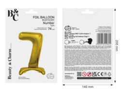 GoDan Balon folie stativ sub forma de cifra, auriu 74 cm GD1936-7 Baloane folie Tip Cifra 7 (GD1936-7)