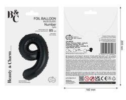 GoDan Balon folie sub forma de cifra, negru mat, 85 cm GD1939-9 Baloane folie Tip Cifra 9 (GD1939-9)
