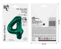 GoDan Balon folie sub forma de cifra, verde, 85 cm GD1938-4 Baloane folie Tip Cifra 4 (GD1938-4)