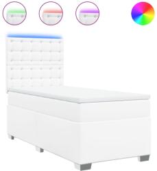 vidaXL fehér műbőr rugós ágy matraccal 80 x 200 cm (3292997) (3292997)
