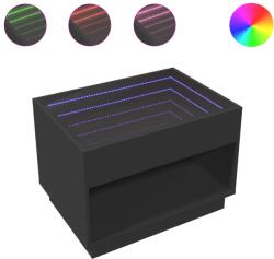 vidaXL fekete végtelen hatású LED-es dohányzóasztal 70 x 50 x 50 cm (847659) (847659)