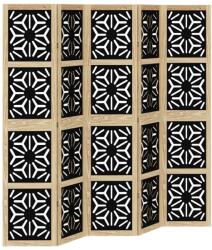 vidaXL 5 paneles barna és fekete tömör császárfa térelválasztó (358806) (358806)