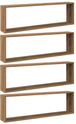 vidaXL 4 db kézműves tölgyszínű szerelt fa fali kockapolc 100x15x30 cm (856585) (856585)