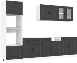 vidaXL 7 darabos konyhaszekrény szett Kalmar fekete színű műfa (3314732) (3314732)