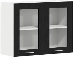 vidaXL Fekete Tölgy Függő Üveges Szekrény 80x31x60 cm Műanyagból készült (863147) (863147)