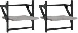 vidaXL 2 db szürke sonoma színű fali polc rúddal 30 x 25 x 30 cm (836236) (836236)