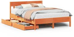 vidaXL viaszbarna tömör fenyőfa ágy matrac nélkül 160 x 200 cm (3301862) (3301862)