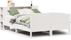 vidaXL fehér tömör fenyőfa könyvespolcos ágy matrac nélkül 120x190 cm (3323078) (3323078)