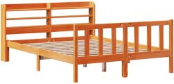 vidaXL viaszbarna tömör fenyőfa ágykeret fejtámlával 120 x 190 cm (3306592) (3306592)