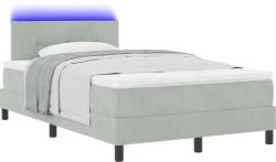 vidaXL Box Spring Ágy Matraccal és LED Világosszürke 120x190 cm Bársony (3342638) (3342638)