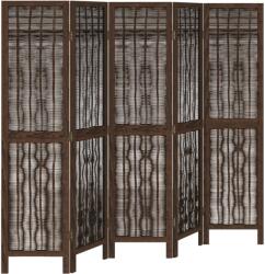 vidaXL 5 paneles sötétbarna tömör császárfa térelválasztó (358661) (358661)