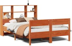 vidaXL barna tömör fenyőfa könyvespolcos ágy matrac nélkül 160 x 200cm (3322983) (3322983)