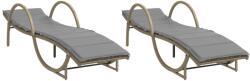 vidaXL 2 db bézs polyrattan napozóágy párnával (3277311) (3277311)