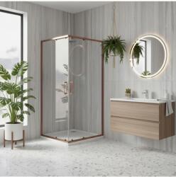 Rea Cabina de dus Rea City cu cadita alba 80x80 cm Cupru periat (KPL-K6982)