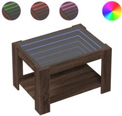 vidaXL barna tölgy szerelt fa dohányzóasztal LED-del 73 x 53 x 45 cm (847552) (847552)