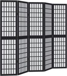 vidaXL 5 paneles fekete tömör császárfa térelválasztó (358774) (358774)