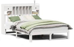 vidaXL fehér tömör fenyőfa könyvespolcos ágy matrac nélkül 160x200 cm (3322606) (3322606)