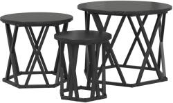 vidaXL Fészekasztalok 3 db Fekete Tölgy Műanyag (868255) (868255)