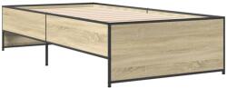 vidaXL sonoma tölgyszínű szerelt fa és fém ágykeret 75 x 190 cm (845252) (845252)