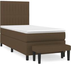 vidaXL sötétbarna szövet rugós ágy matraccal 90 x 190 cm (3136720) (3136720)