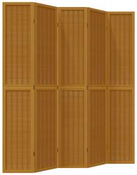 vidaXL 5 paneles barna tömör császárfa térelválasztó (358824) (358824)