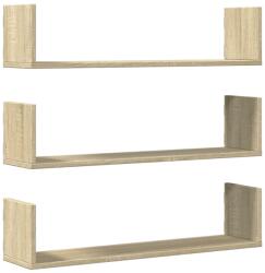 vidaXL 3 db sonoma tölgy színű forgácslap fali polc 80 x 18 x 18 cm (853292) (853292)