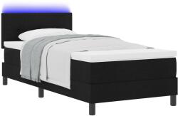 vidaXL Ágykeret matraccal Jet Fekete, Menő Fehér Szövet 100 x 200 cm (3342186) (3342186)