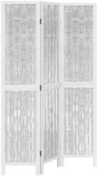 vidaXL 3 paneles fehér tömör császárfa térelválasztó (358670) (358670)