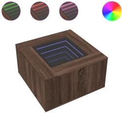 vidaXL barna tölgy szerelt fa dohányzóasztal LED-del 60 x 60 x 40 cm (847573) (847573)