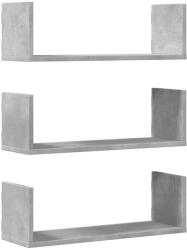 vidaXL 3 db betonszürke szerelt fa fali polc 58 x 18 x 18 cm (853284) (853284)