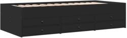 vidaXL fekete szerelt fa kanapéágy fiókokkal 90 x 200 cm (3280875) (3280875)