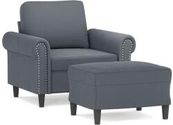 vidaXL sötétszürke bársony kanapéfotel lábtartóval 60 cm (3201206) (3201206)